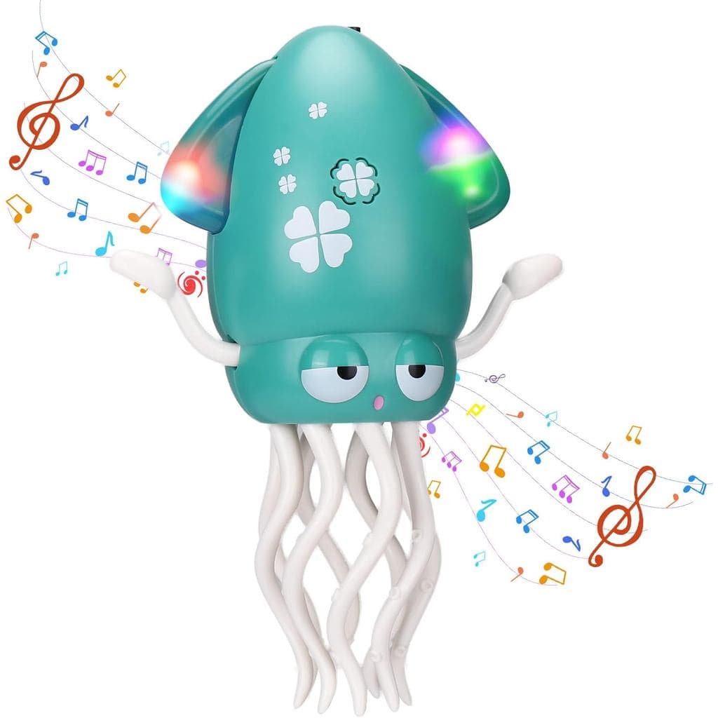 Brinquedo Polvo Dançarino Elétrico Mágico Vodolo com Luz LED e Música, Polvo Dançarino Musical com Função de Evasão Auto