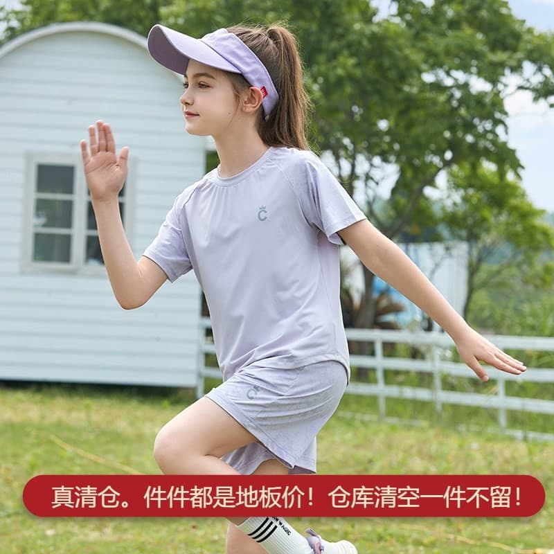 Meninas terno verão exterior Wear solto de secagem rápida estilo fino influenciador legal esportes camiseta + Shorts ter