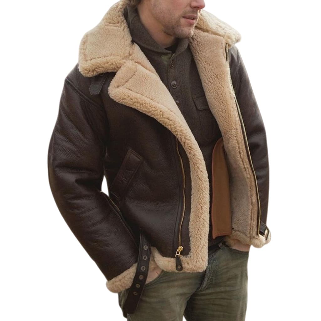 Jaqueta de couro francês inverno Anti-Fur tudo-em-um jaqueta masculina grossa jaqueta de pelúcia masculina
