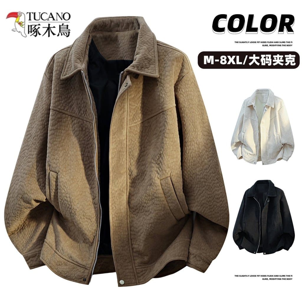 Woodpecker forro de lã pesado americano Retro jaqueta de couro masculino gola de pele jaqueta outono inverno novo estilo