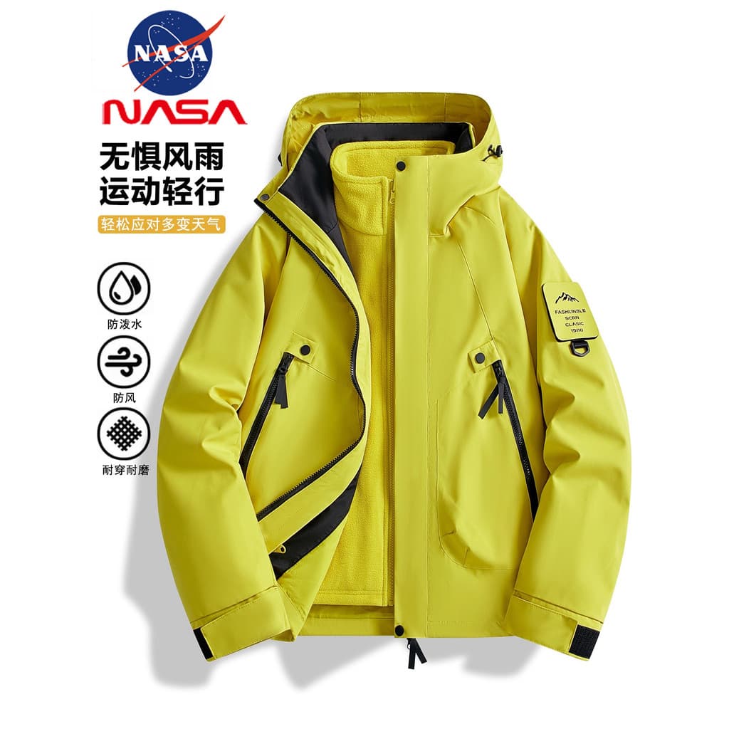 NASA Jaqueta Unissex 2025 Novo Estilo À Prova de Vento À Prova D 'Água Primavera Outono Inverno Ao Ar Livre Três-em-Um C