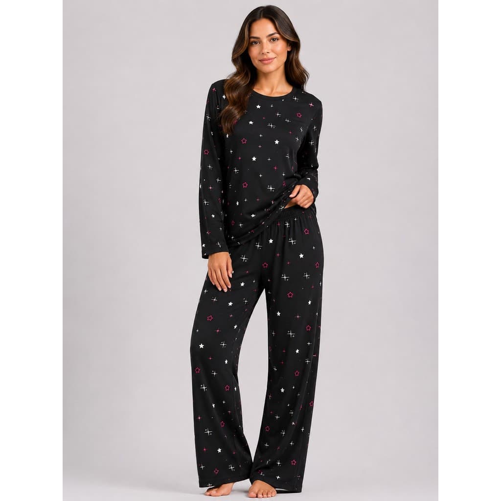 Conjunto de Dormir Baby Doll Pijama Frio Inverno Feminino Suede
