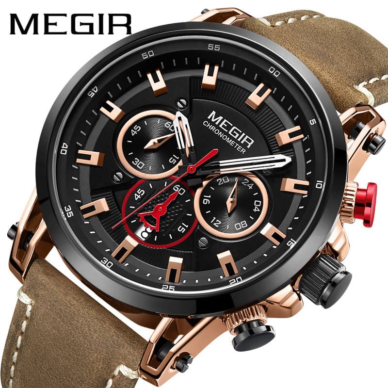 MEGIR Original Multi-Função Ponteiro Relógio Cópia Relógio Masculino Moderno À Prova D 'Água 2085