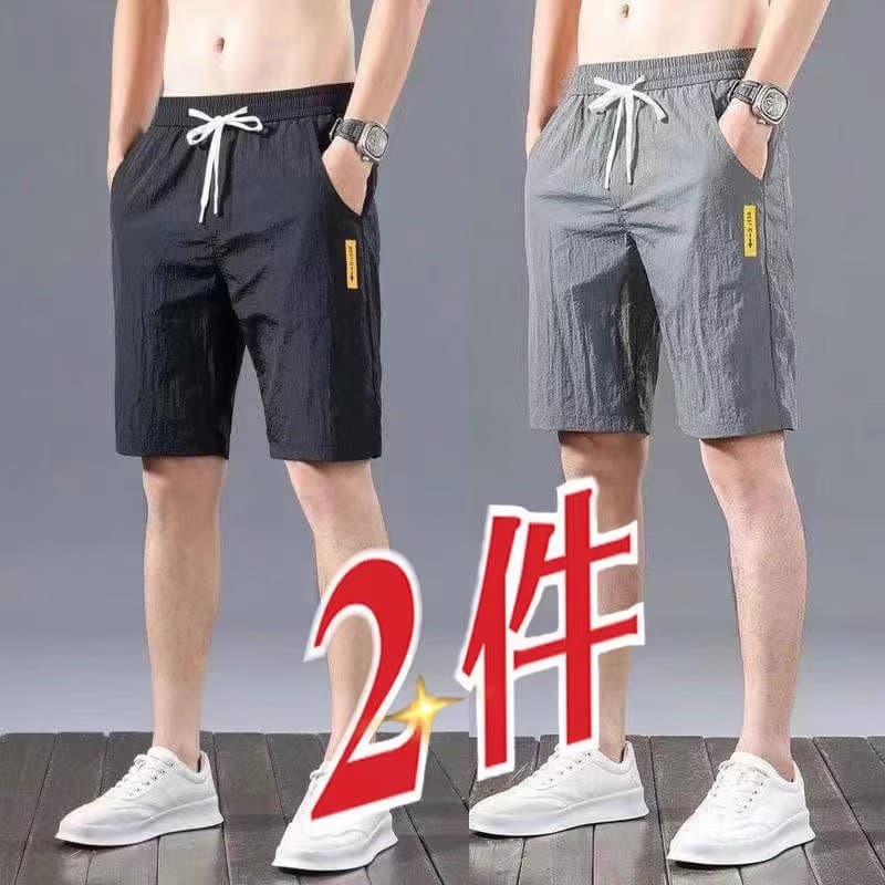 Shorts curtos masculinos 2025 verão Street Wear Ultra-fino calças de seda gelo meninos Casual cinco pontos calças médias