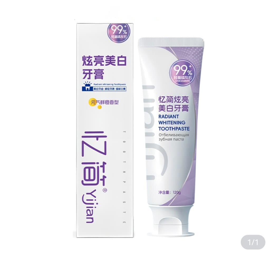 Yijian creme dental branqueador iluminador Huamao vitalidade fragrância laranja fresca clareamento dos dentes reduzir ma