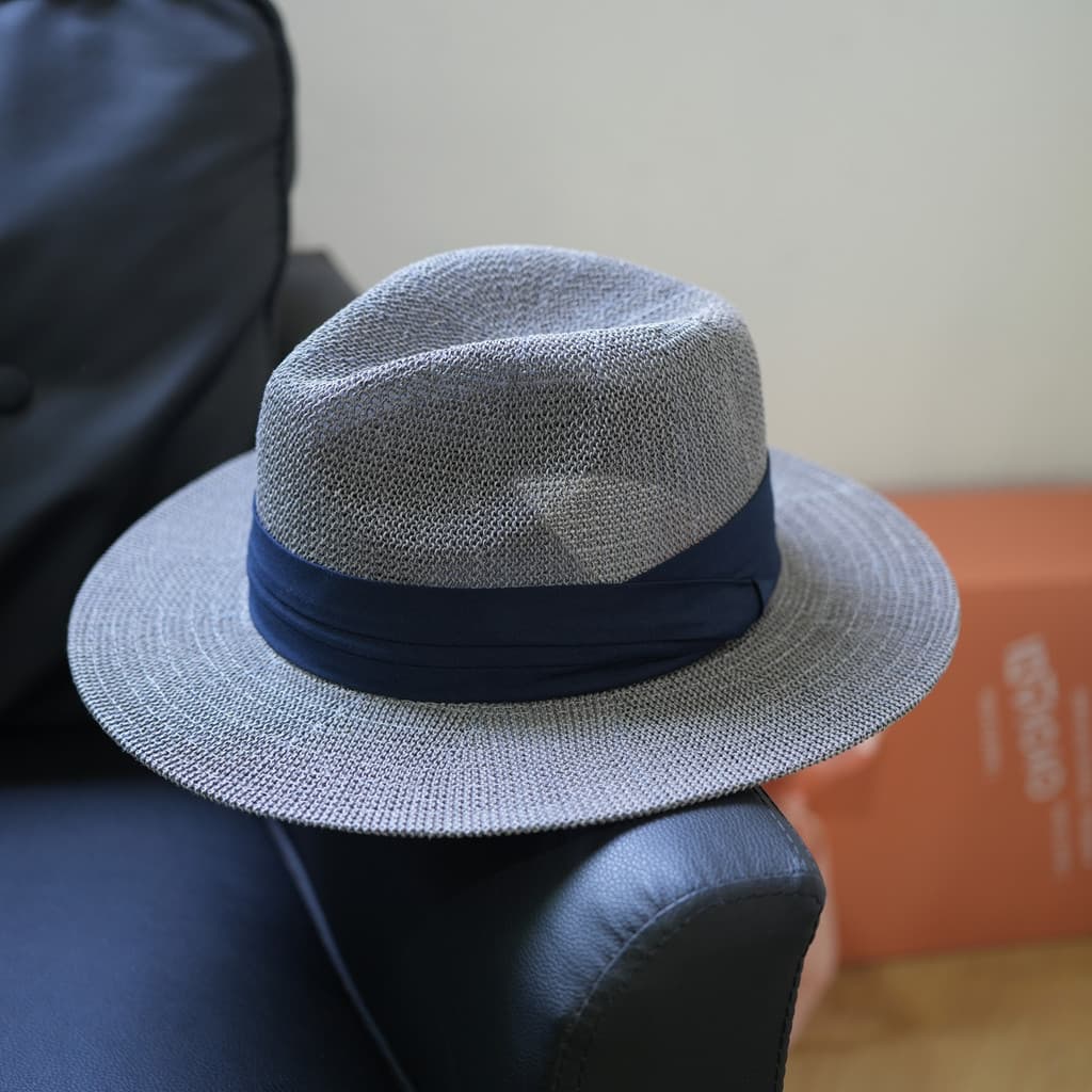 Simples unissex tecido à mão cinza panamá chapéu de palha feminino verão viagem férias chapéu de sol Casual chapéu super