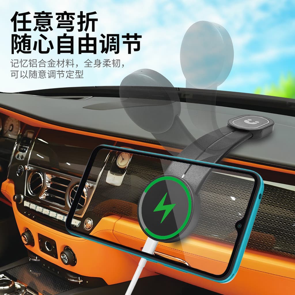 Suporte para carro para celular, carregamento sem fio, 15W, magnético, dobrável, saída de ar, Console central, navegador
