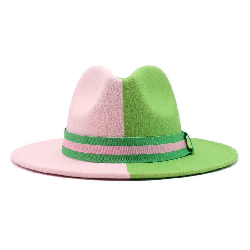 Nova moda chapéu de lã com bloqueio de cores chapéu de lã outono inverno masculino feminino Jazz chapéu de duas cores es