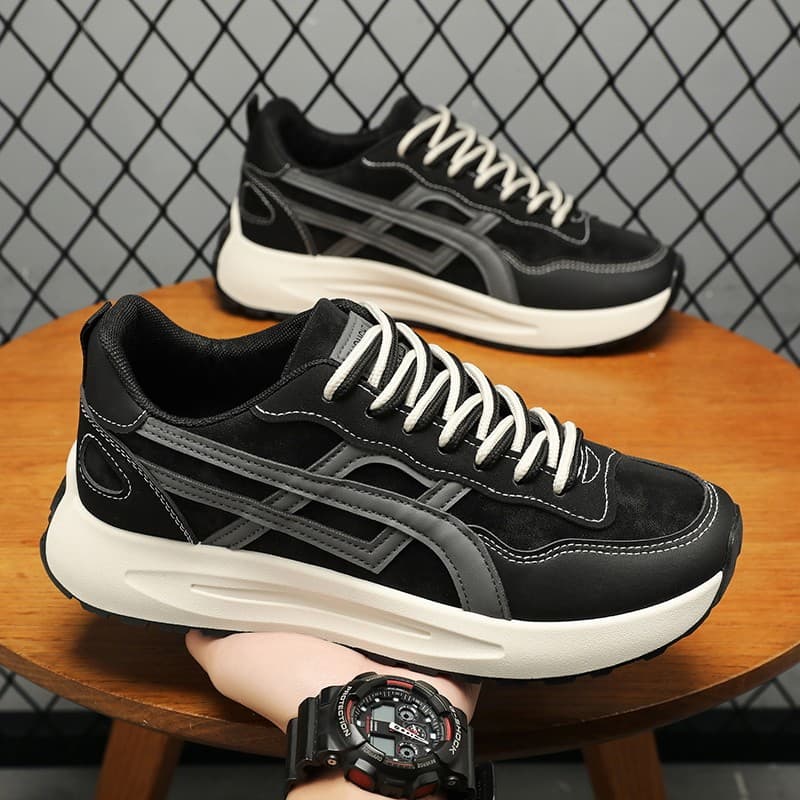 2026 verão novo estilo preto papai sapatos masculinos de sola grossa Retro antiderrapante tênis de corrida All-Match esp