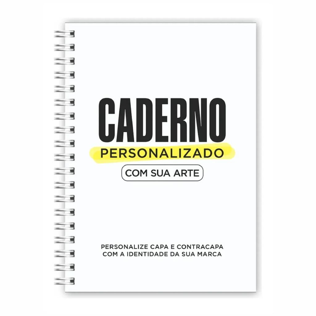 Caderno Personalizado - Escolha o tamanho A4 Universitário, A5 ou A6 - Capa com nome, logo, foto
