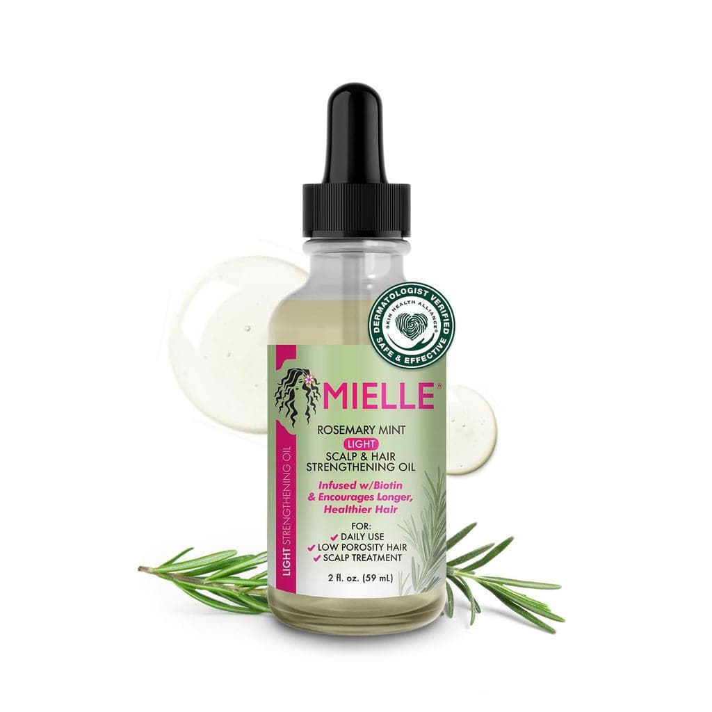 Óleo Capilar Leve de Alecrim e Menta da Mielle Organics, Tratamento para Pontas Duplas e Couro Cabeludo Seco - Enriqueci