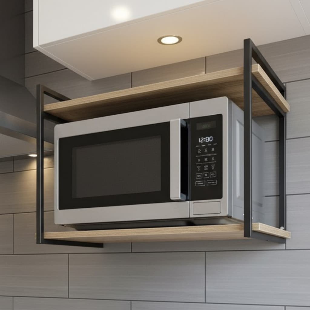 Prateleira Industrial para Micro-ondas 60X30cm Cozinha Parede Suporte de Metal Decorativa