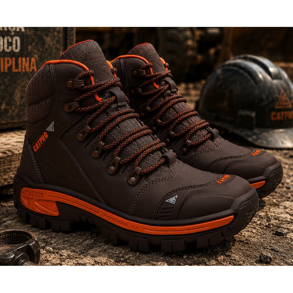 Bota Masculina Catpro Bravo Couro Macio Segurança e Resistência