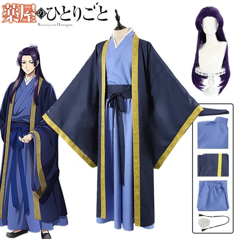 Jinshi Cosplay Traje Anime O Apoticário Diarios Azul Robe Uniforme Headwear Kusuriya Nenhum Hitorigoto Halloween