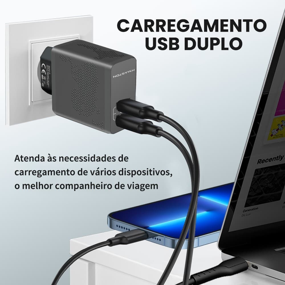 Carregador Turbo 4,8A LR-12 com Cabo 2 Portas USB Carregador Rápido para iPhone / Samsung / iPad