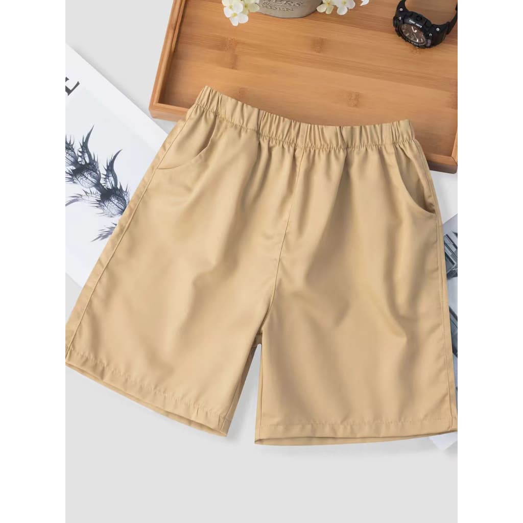 Calças cortadas infantis de algodão puro meninas jardim de infância azul marinho calças esportivas meninos Shorts estuda