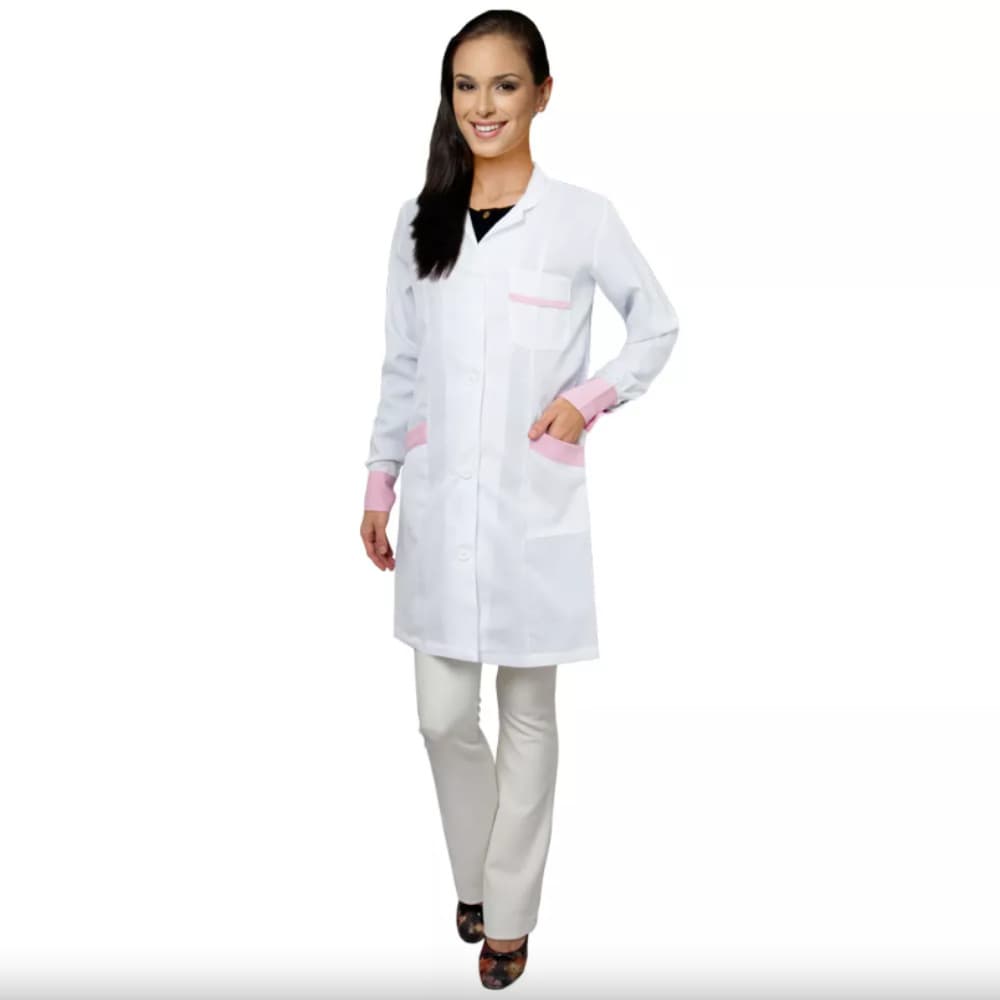 Jaleco Feminino Em Oxford Modelo Paris Branco Santa Clara