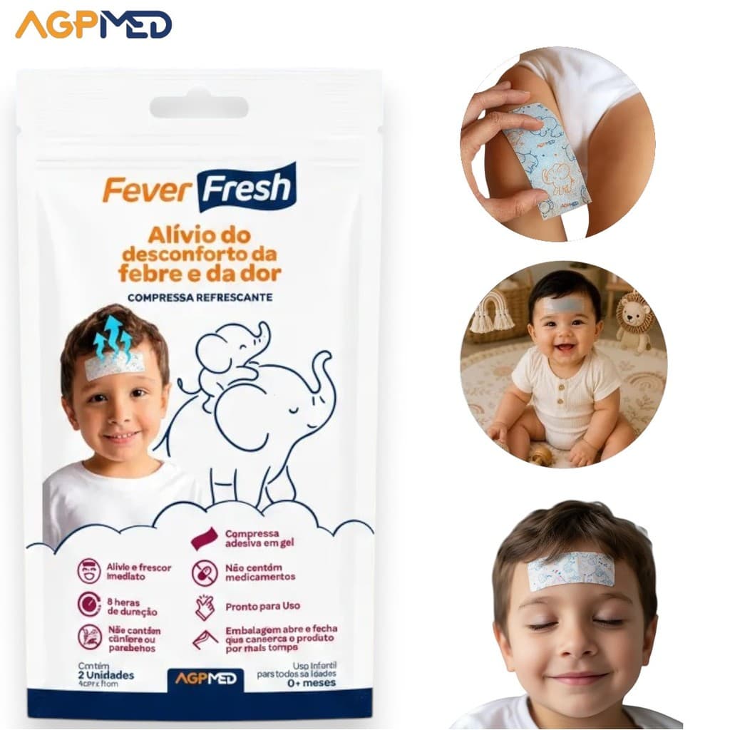 Gel Para Aliviar Febre AGPMed Adesivo Infantil Bebê Alívio Sem Medicamento