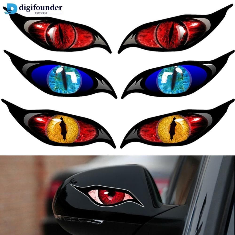 DGF 2 Pçs 3D Estéreo Motocicleta Olhos De Gato Adesivo Espelho Retrovisor Decalque Para Moto Decoração Automática Adesiv