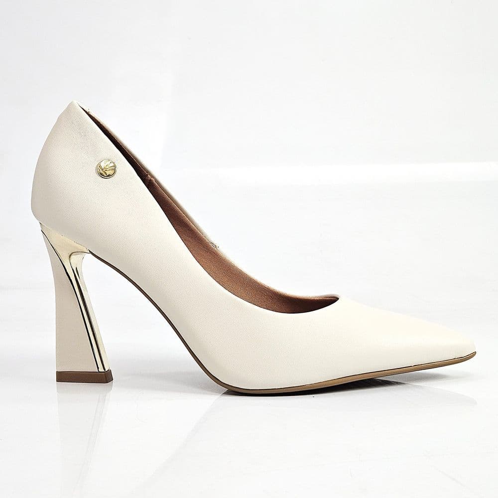 Scarpin Vizzano Salto Flare Alto PL Feminino - Branco Off