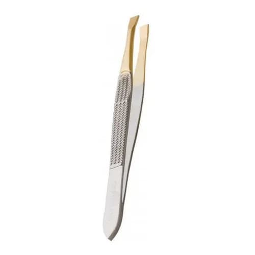 Pinça Para Sobrancelhas Ponta Dourada Qualidade Superior Prateado/dourado Liso