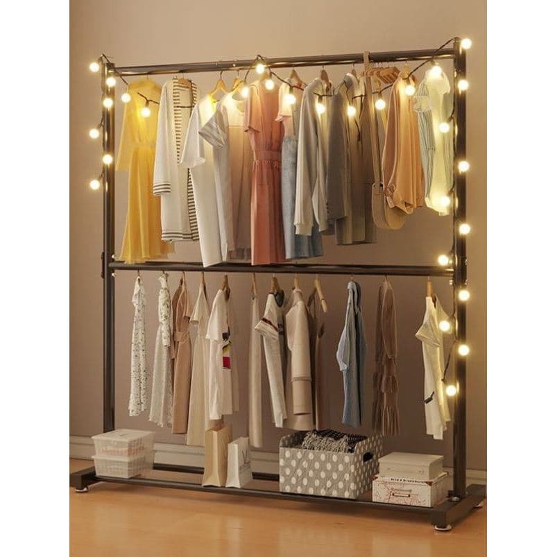 Rack de secagem de camada dupla, cabide doméstico para quarto, rack de secagem Vertical, armazenamento simples, cabide
