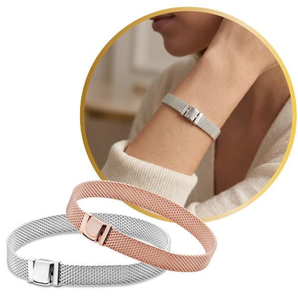 Pulseira de malha em prata 925 e ouro rosa.   5VFP