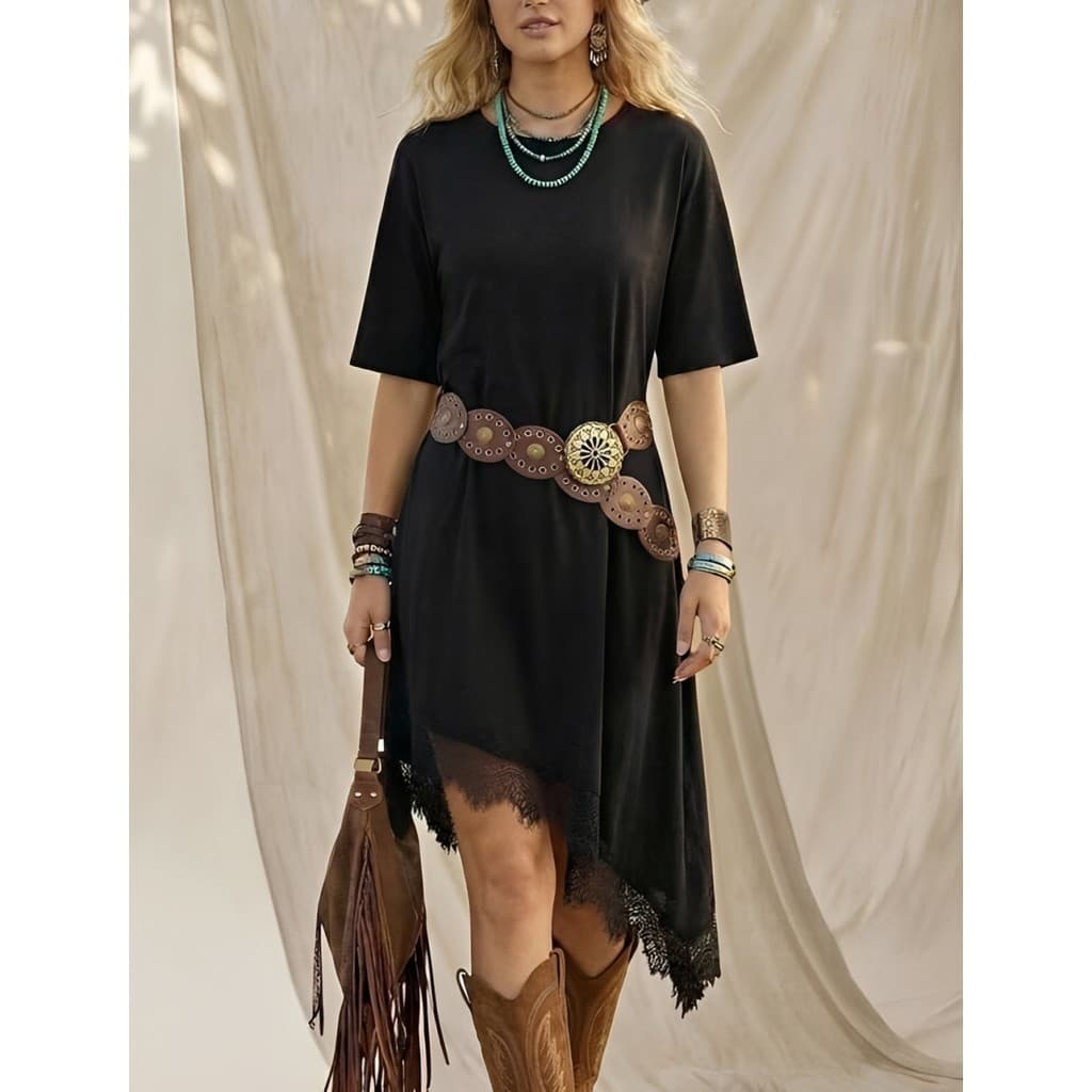 Vestido Maxi Feminino Oversized com Fenda e Renda 100% Algodão