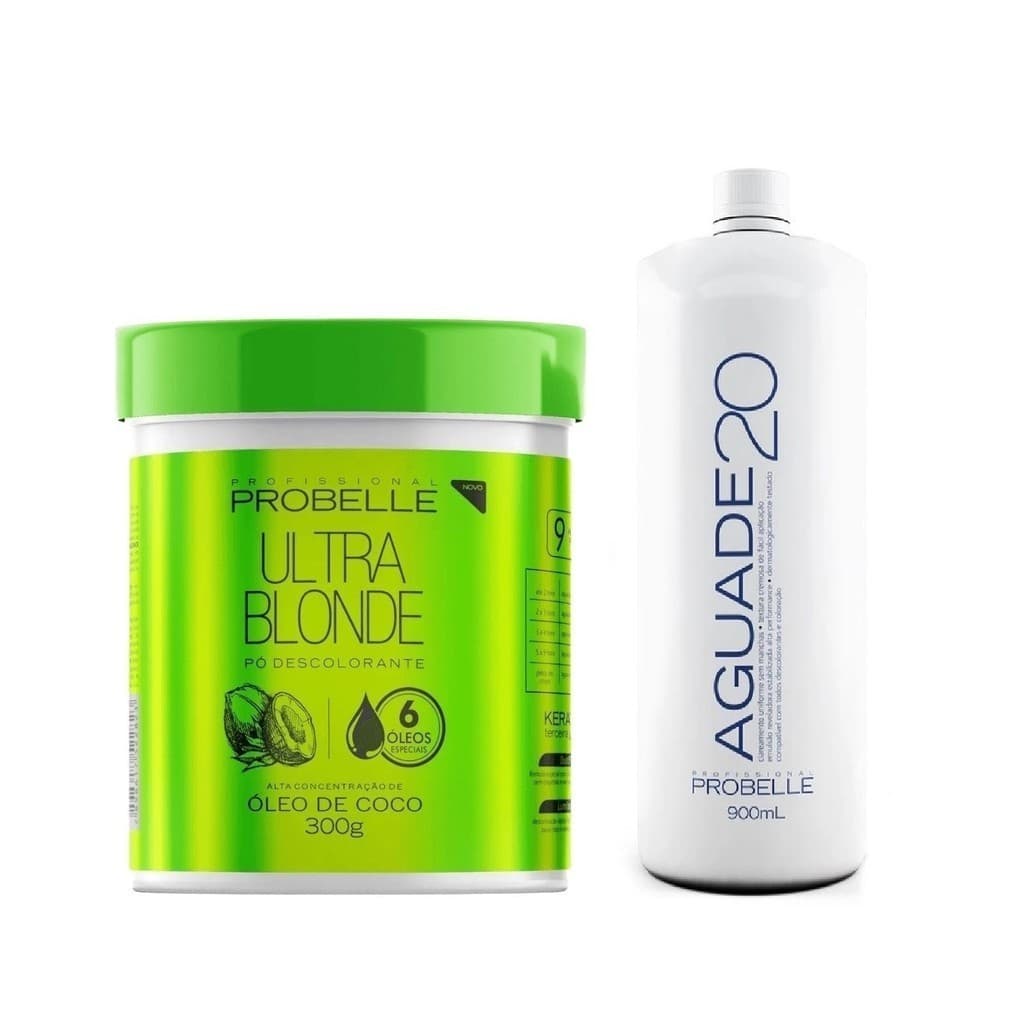 Combo Clareamento Nutritivo Probelle: Pó Descolorante Óleo de Coco 300g + Ox 20 900ml
