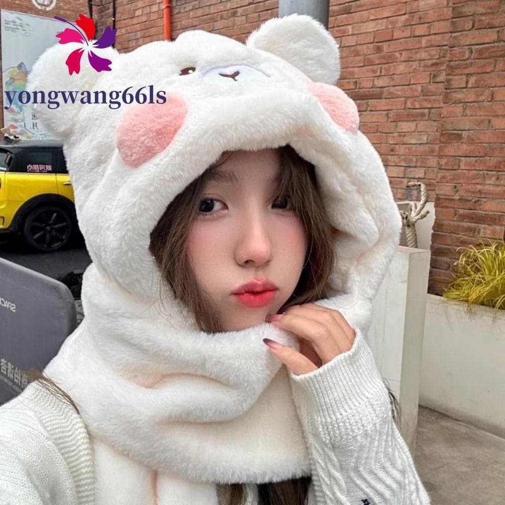 YONGWANG Cachecol De Urso Blush , Luvas Quentes E Fofas De Chapéu De Pelúcia , Protetor De Orelha Macio Espesso Da Moda