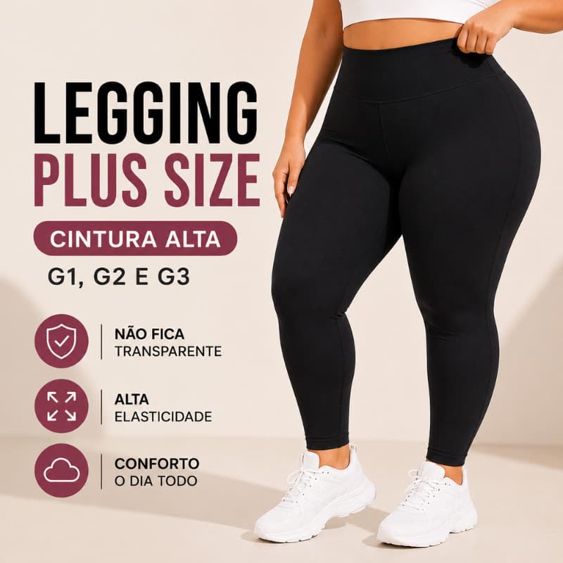 Calça Legging Plus Size Feminina G1 G2 G3 Cintura Alta Academia Fitness Confortável |900| Promoção