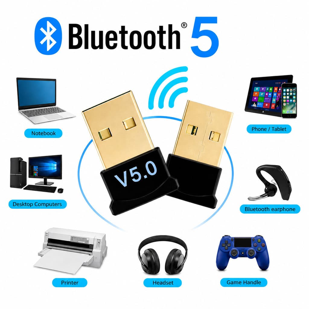 Adaptador Bluetooth 5.0 USB Transmissor de Áudio Sem Fio para Notebook e Carro