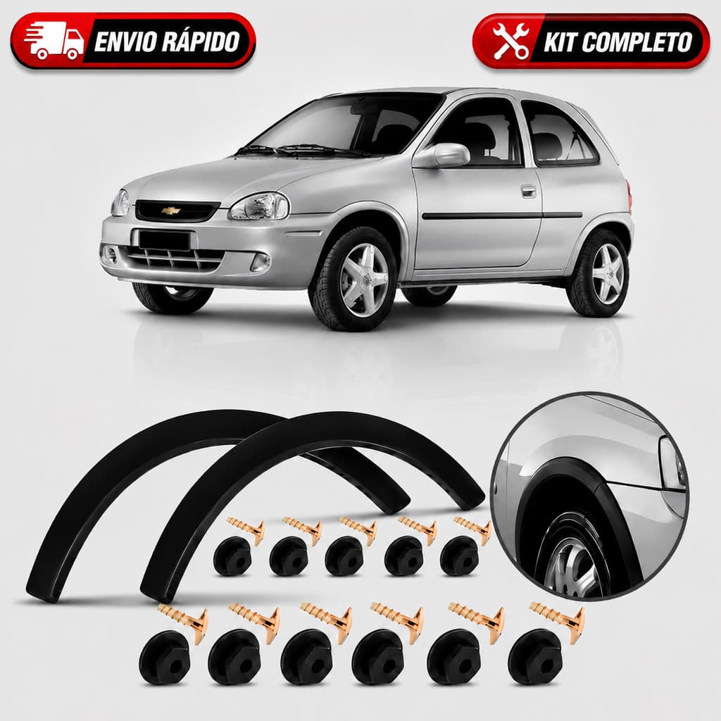Par Moldura Paralama Corsa Wind Super Pick-up Classic Diant 94 99 00 01 2002 Lisa P/ Pintura Primer
