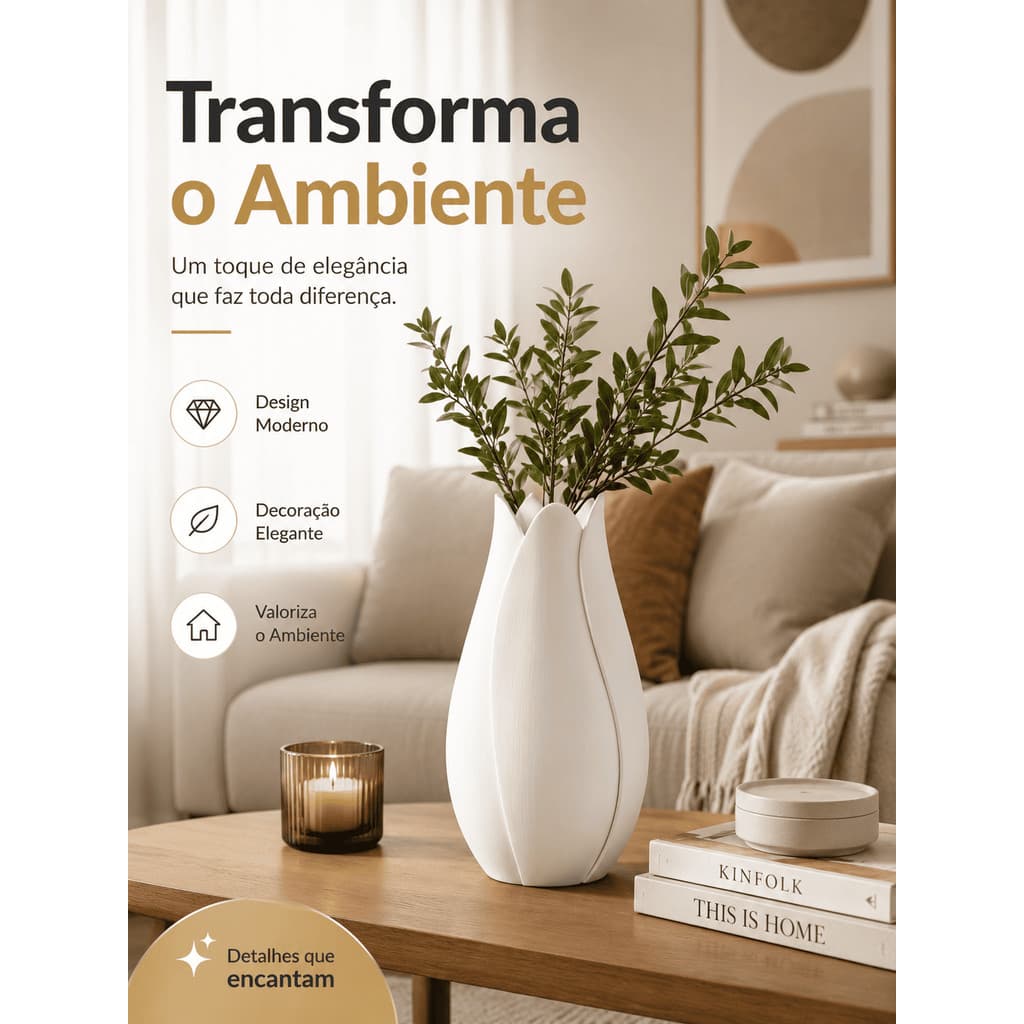 Vaso Lírio Moderno Decorativo Minimalista Casa Sala Escritório Recepção Preto Branco Enfeite Chique