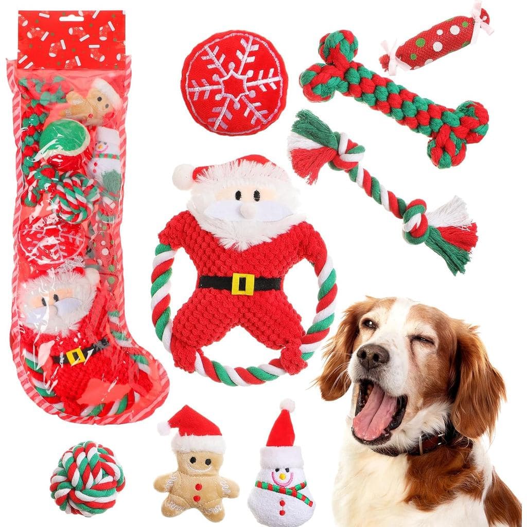 10 Peças de Brinquedos de Natal para Cães, Presentes para Cães, Brindes para Meias de Natal com Brinquedos Variados para