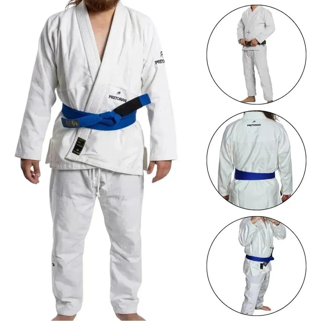 Kimono BJJ Pretorian First Branco Pearl Weave 350g Para Jiu Jitsu Brasileiro Treino Competição Confortável
