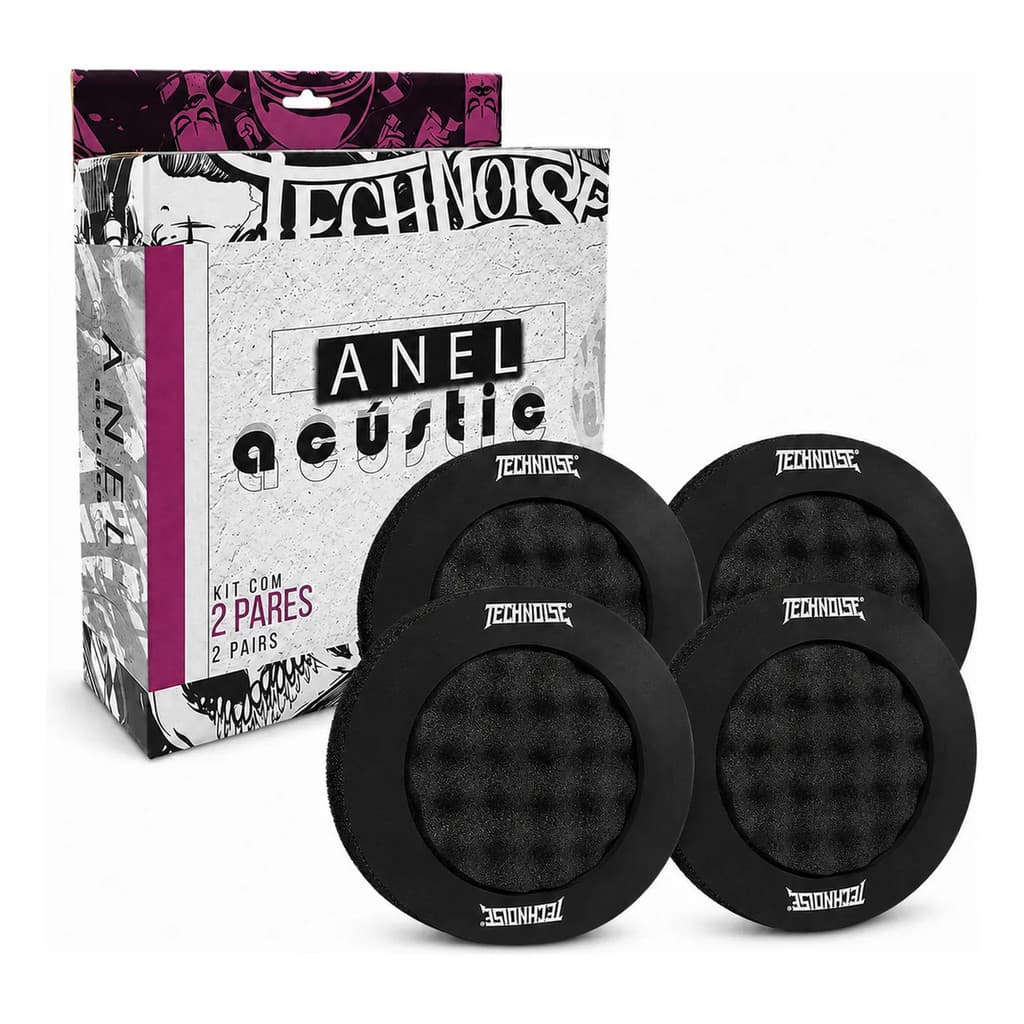 Kit Anel Espuma 6x5 Polegadas Technoise Anti Ruído 2 Pares Portas Automotivo