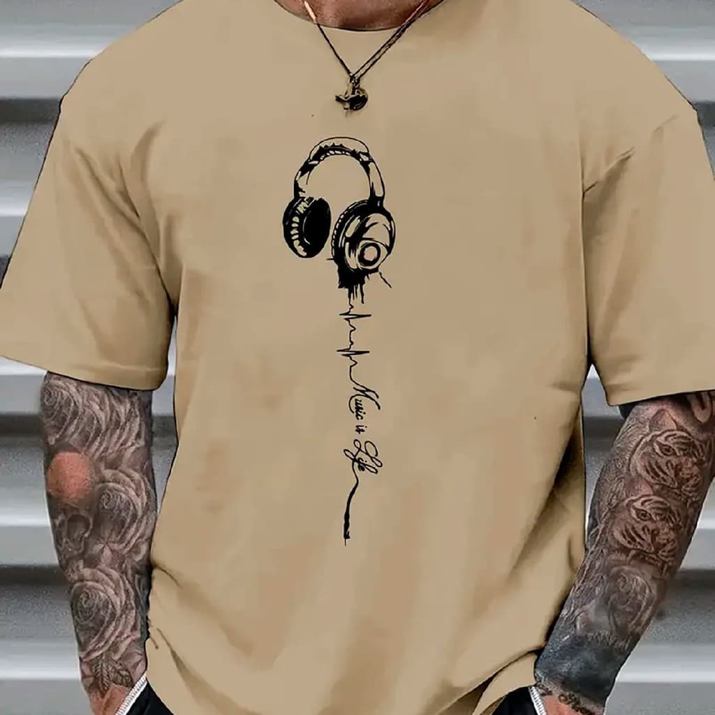 Camisas Camisetas Masculinas Com Estampa De Música De Manga Curta, Confortáveis E Casuais, Roupas Masculinas