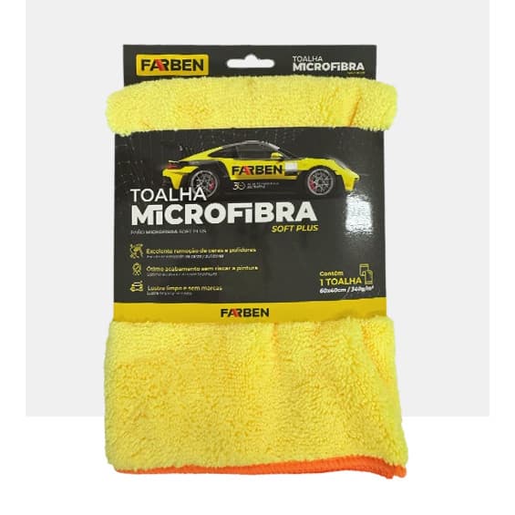 Toalha Microfibra Grande 60cm x 40 cm Soft Plus Farben Carro Casa Não risca