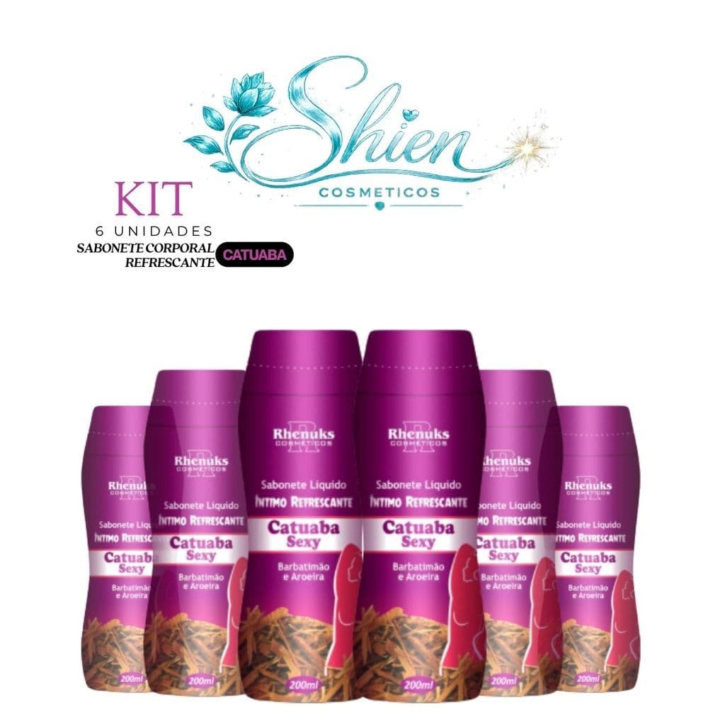 Kit 6 Unidades Sabonete Líquido Íntimo Refrescante Catuaba Sex 200Ml Rhenuks (Afilhado)
