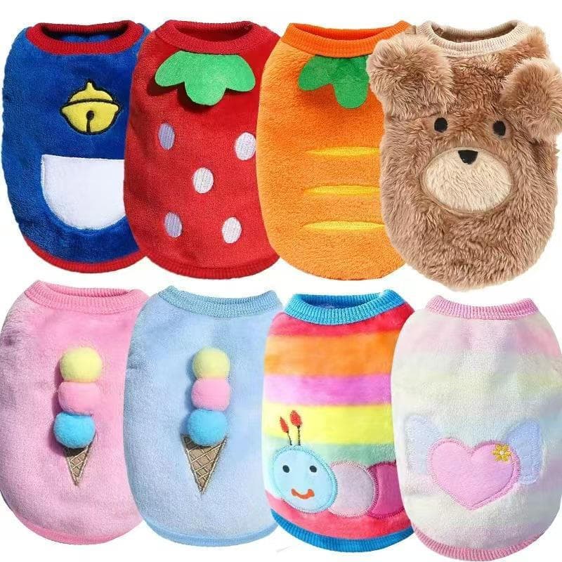 Camisola de Flanela Quente para Cães e Gatos, Roupas de Pelúcia, Colete, Acessórios para Animais de Estimação