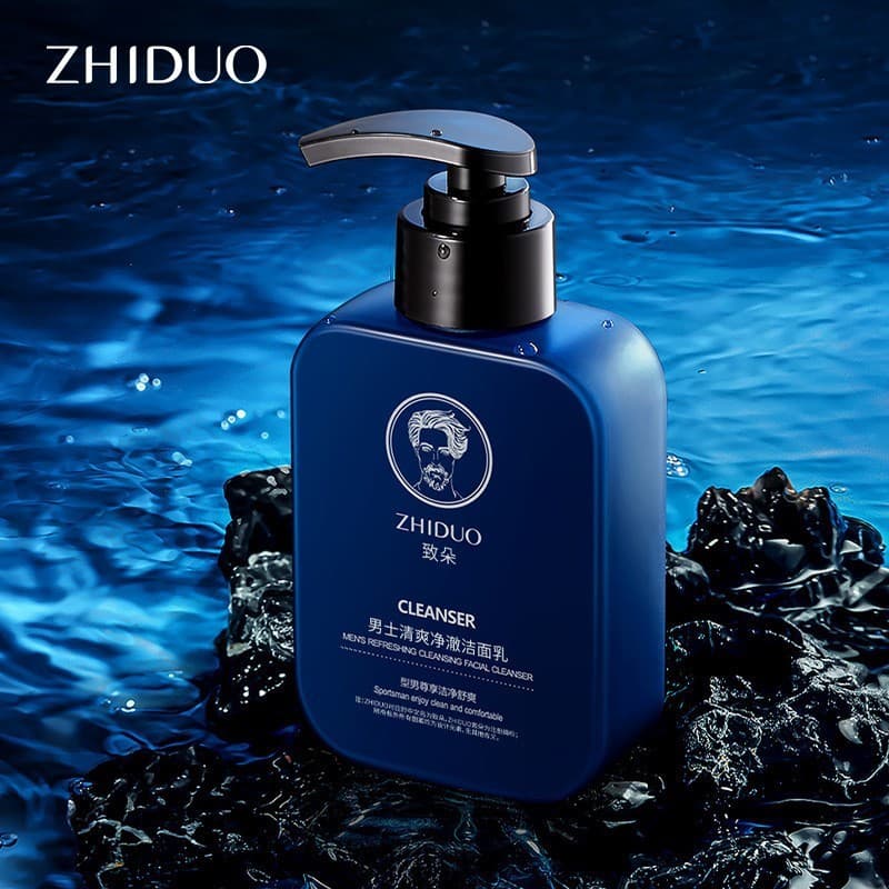 Zhiduo limpador facial refrescante masculino, limpeza de poros, refrescante, cuidados faciais, limpador facial masculino