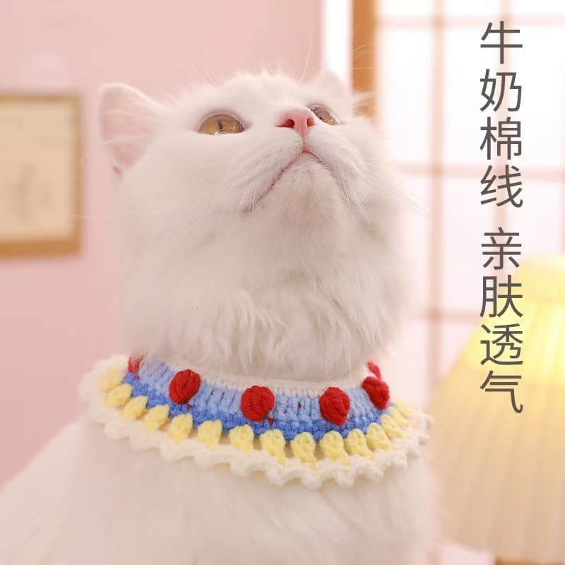 Gato gola de malha cachecol Pet babador colar decoração gravata borboleta malha à mão bonito fada Saliva cachecol