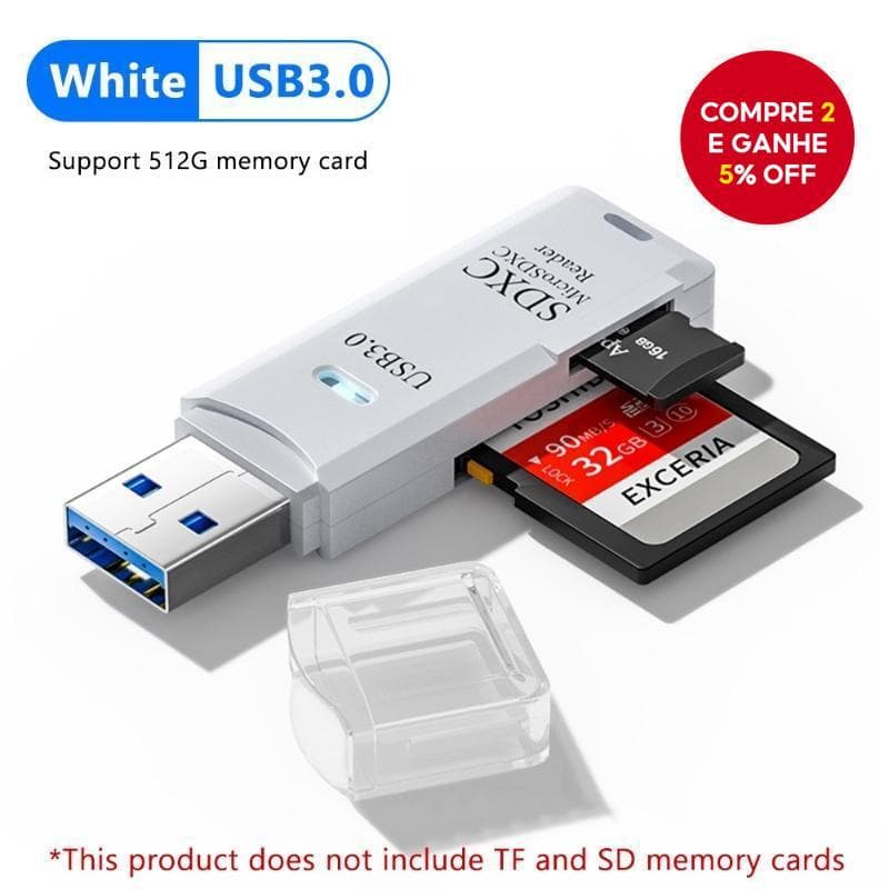 Novo Leitor de Cartão SD Adaptador de Leitura de Cartão de Memória Micro USB TF Alta Velocidade 2 em 1 para Celular, PC