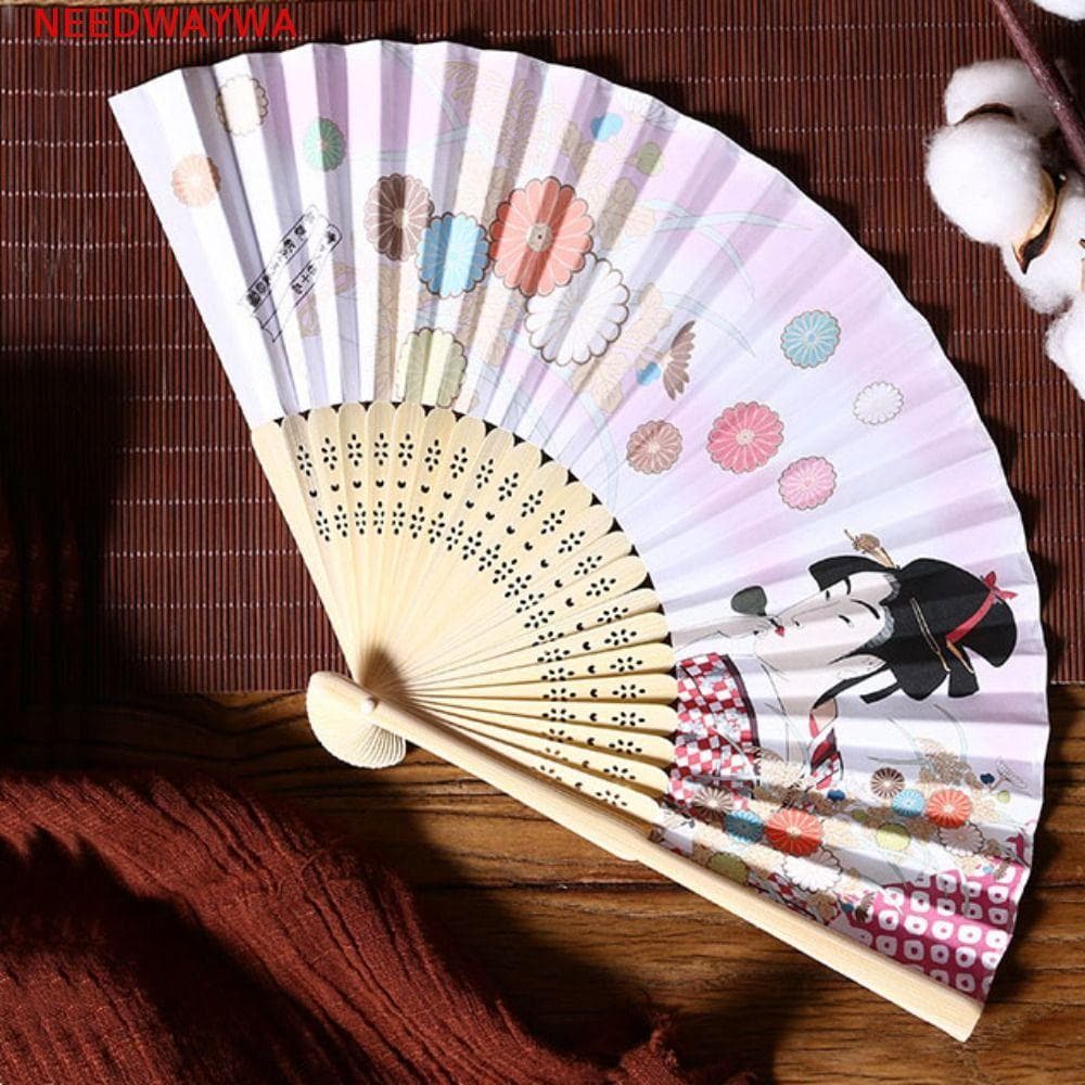 NEEDWAYWA Ventilador Dobrável Estilo Japonês , Leque De Papel Vintage Mão Para Dança , Alça De Bambu , De Adereços De Ar