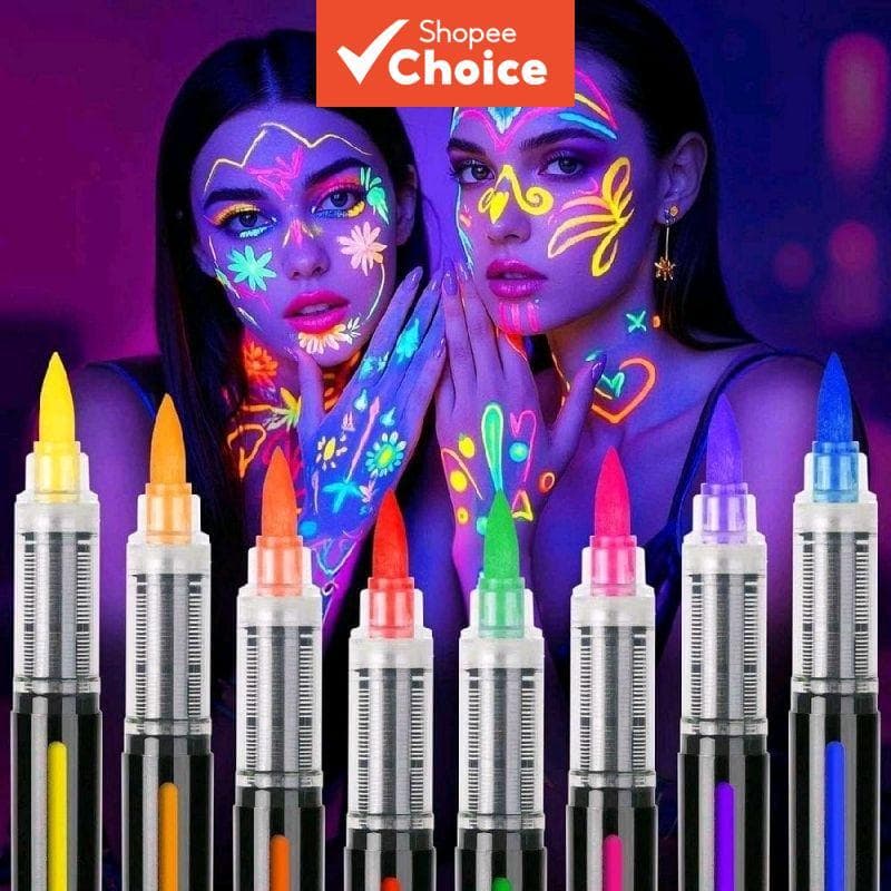Caneta De Tatuagem UV , 8 Peças , Conjunto De Marcadores De Pintura Corporal , Luminosa , Fluorescente , Neon , Facial P