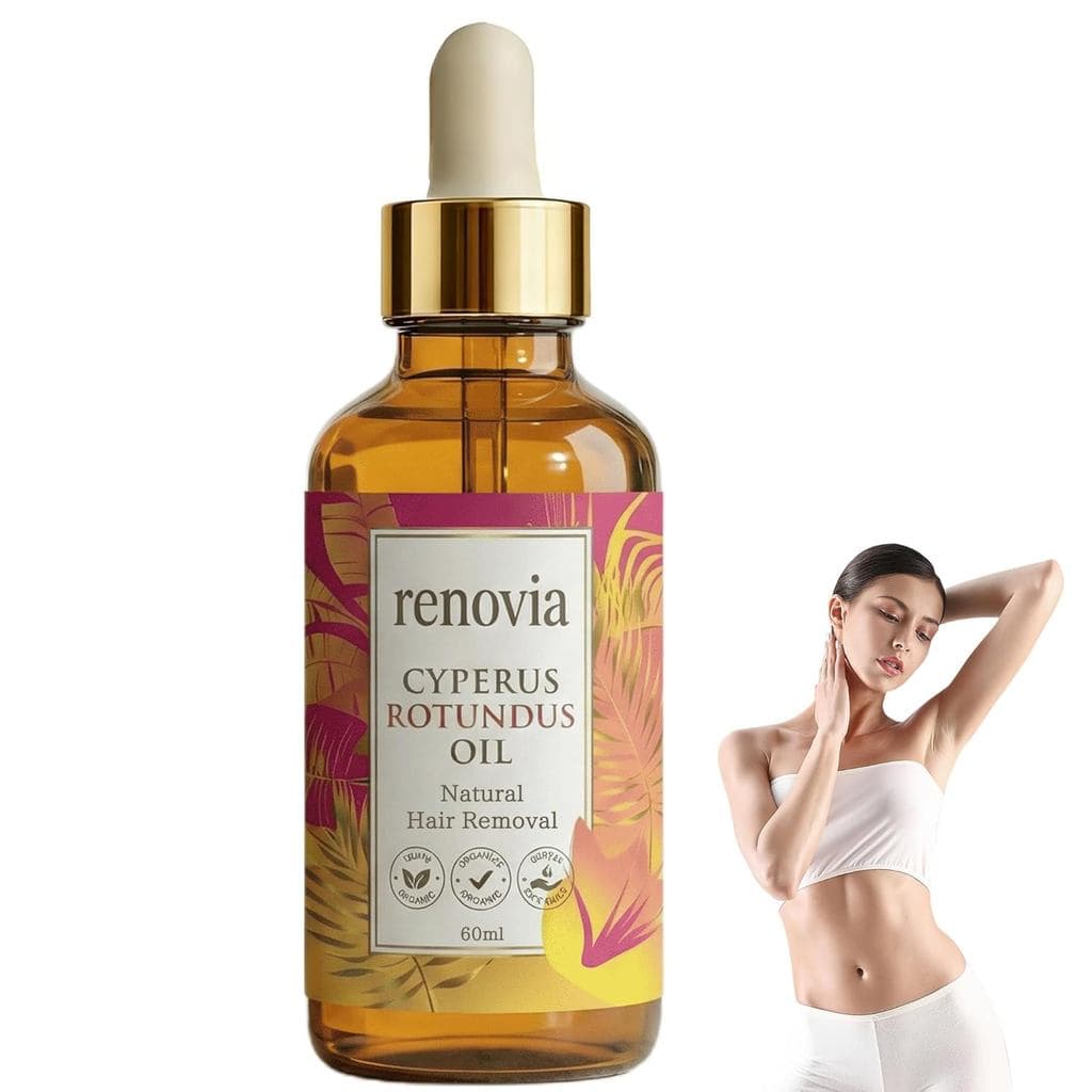 Renovia Óleo de Cyperus Rotundus para Remoção de Pelos, Óleo Tópico de Cyperus Rotundus, Redutor de Poros, Hidratante e