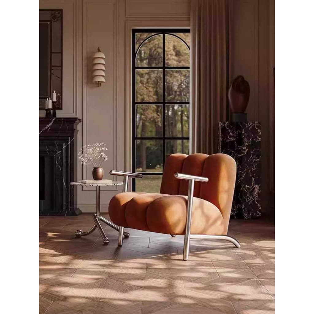 Medieval estilo solitário simples luz Designer de luxo sala estar lazer único sofá cadeira criativa preguiçoso cordeiro