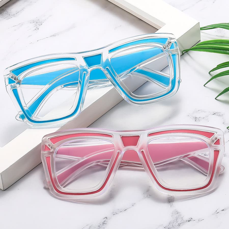 Nova dopamina transparente cor linha óculos planos moda cor correspondência óculos quadro na moda geléia cor Anti-azul ó