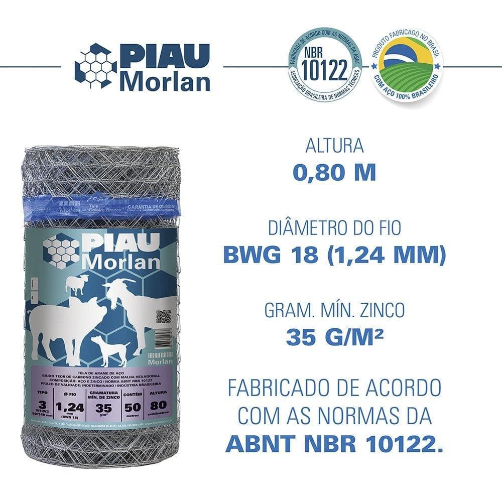 Kit 3 Tela Piau Morlan Mangueirão 3x18x0,80m 50m